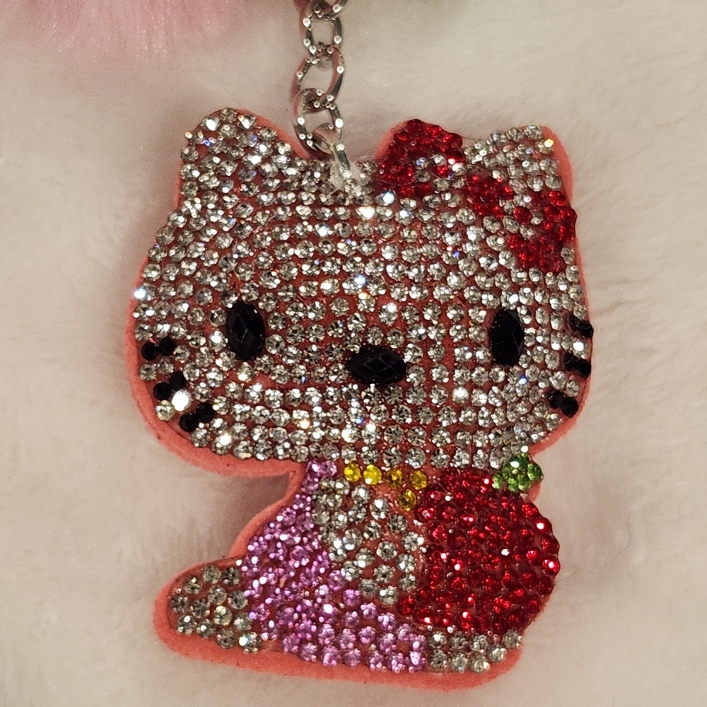 Hello Kitty Pink Keychain With Pom Pom Bag Charm - Picture 2 of 3